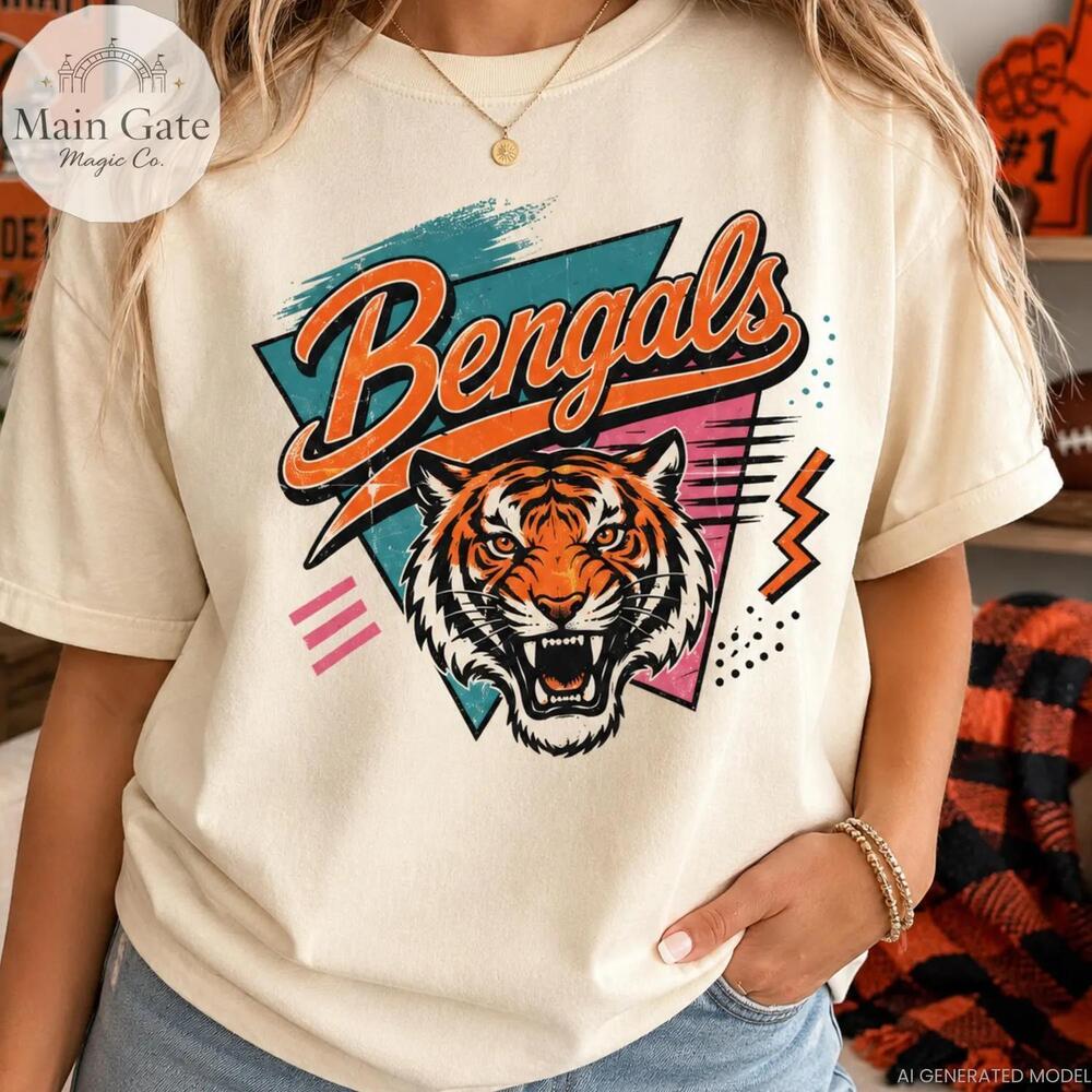 Retro 90s Bengals Cincinnati Tiger Football Game Day Crewneck